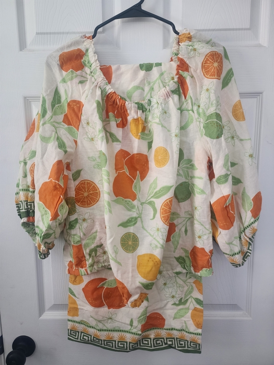 Rachel Zoe Other - Rachel Zoe Citrus Print Off-Shoulder Top And Pants Suit - Orange/Green/Yellow